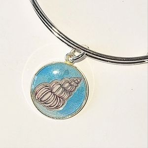 ALEX AND ANI BLUE CONCH SHELL BANGLE BRACELET